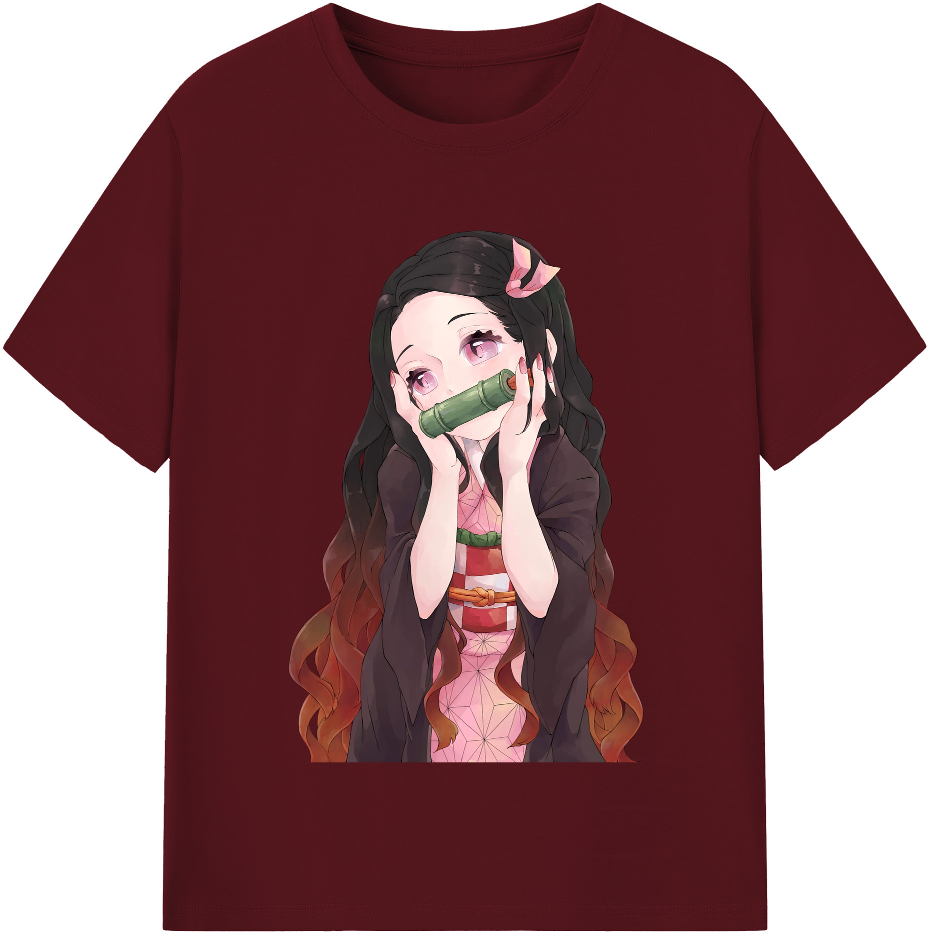 （画像用） 鬼滅の刃（きめつのやいば）竈門 禰󠄀豆子／かまど ねずこ Kamado Nezuko 綿100％半袖Tシャツ（フロントプリント）